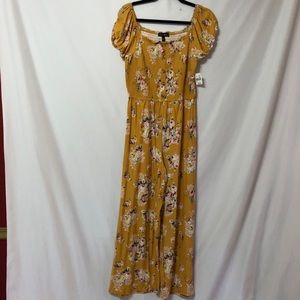 Derek Heart Yellow Floral Smocked Jumpsuit